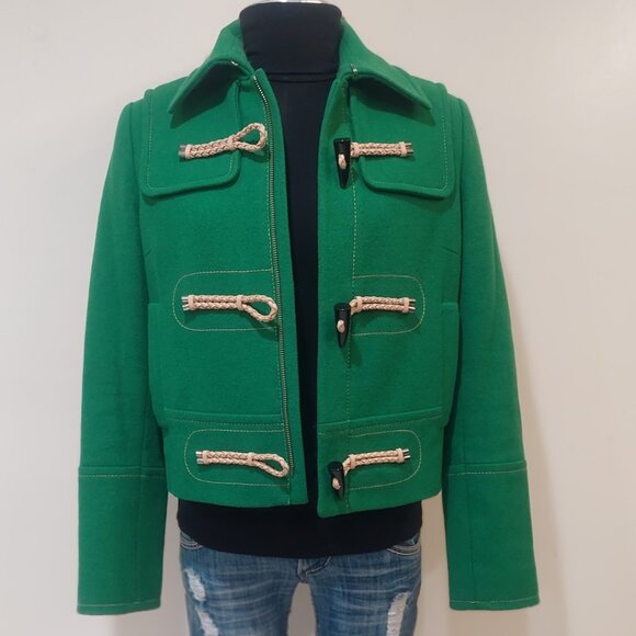 💥ABSOLUTELY STUNNING💥Wool & Curly Shearling Fur Military Jacket in Green - Picture 13 of 16